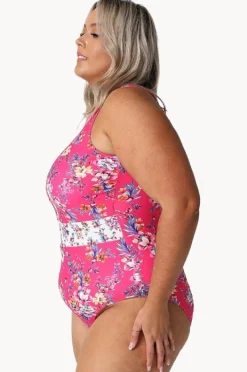 One Pieces|Capriosca Castaway Zip High Neck One Piece Hot pink