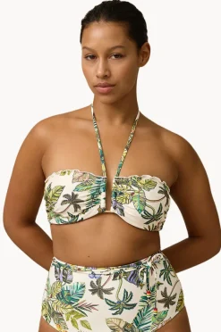 Bikini Tops|Monte u0026 Lou Catalina DD/E Cup Coral Edge Bandeau White/green