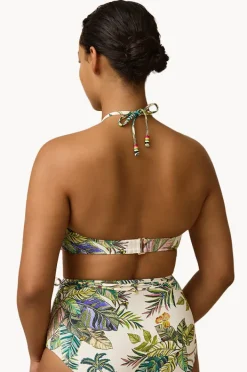 Bikini Tops|Monte u0026 Lou Catalina DD/E Cup Coral Edge Bandeau White/green