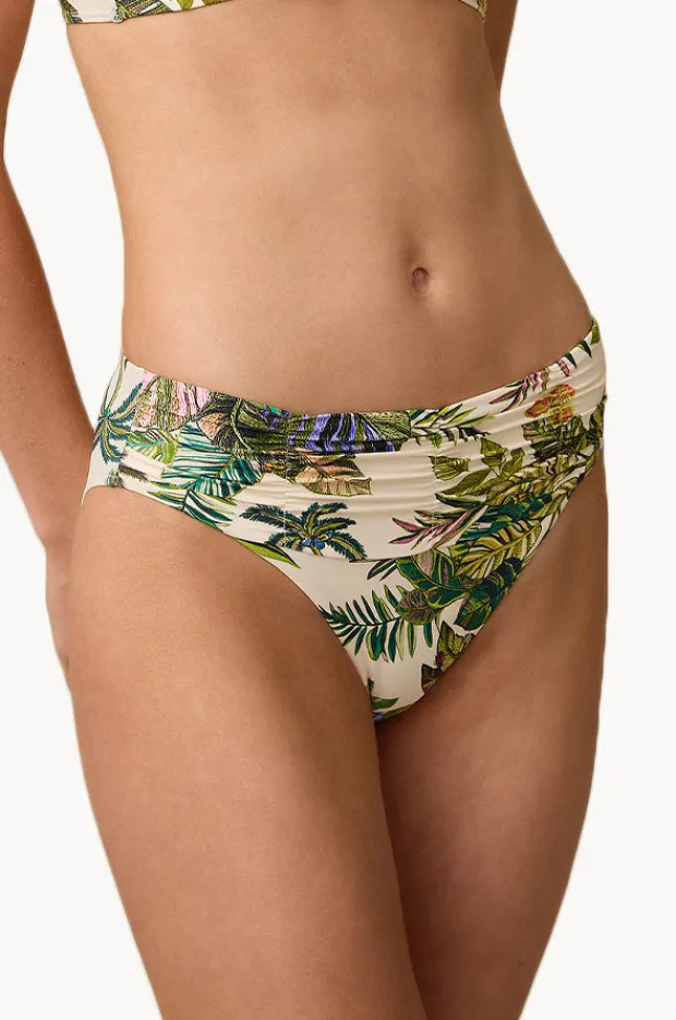 Bottoms|Monte u0026 Lou Catalina Mid Rise Ruched Pant White/green