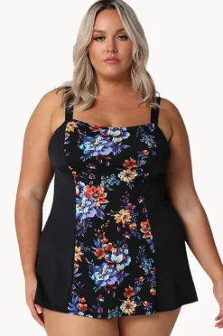 One Pieces|Capriosca Catalina Wide Strap Swim Dress Black/Multi