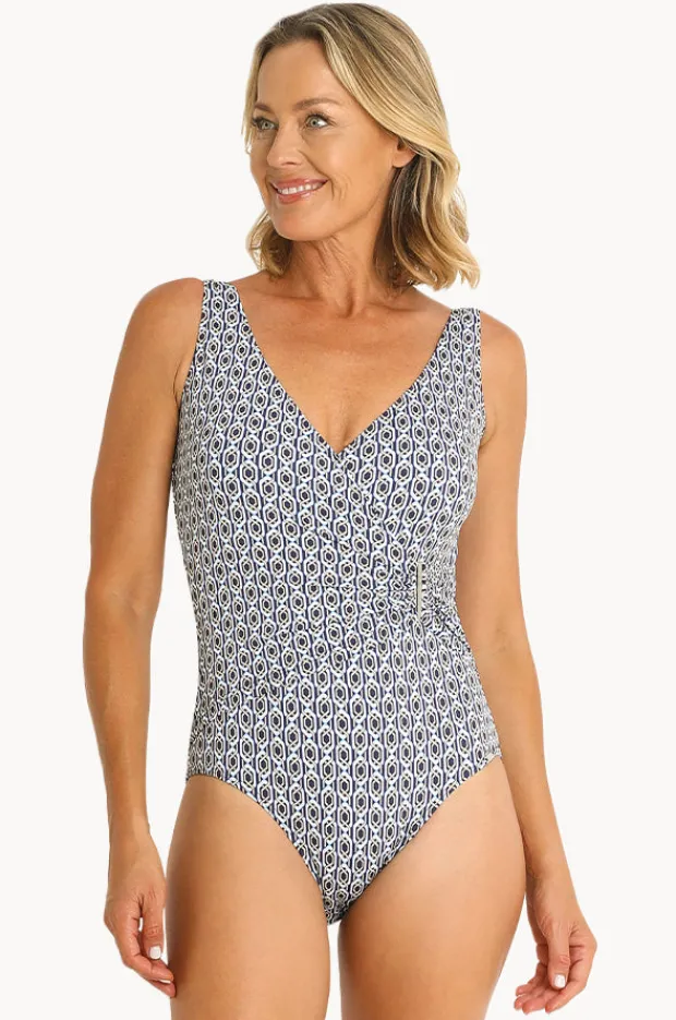 One Pieces|Jantzen Chains Bar Surplice One Piece Navy