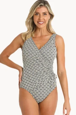 One Pieces|Jantzen Chains DD/E Cup Gathered Surplice One Piece BLACK