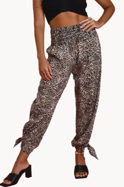Pants|Go Girl Cheetah Long Rouched Tie Pants Giraffe