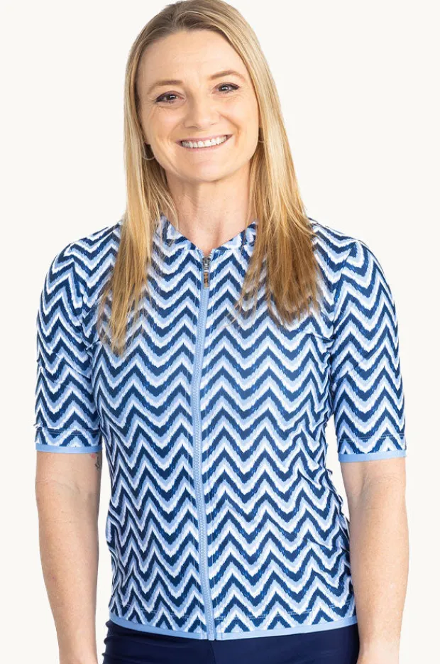 Rashies & Sunsuits|Babes In The Shade Chevron Short Sleeve Suntop Blue