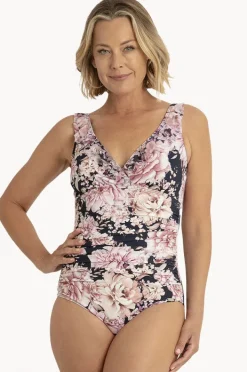 One Pieces|Jantzen Chiara Mesh Frill One Piece Navy