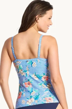 Tankini Tops|Sunseeker Chilio Twist Front Ruched Tankini Separate Blue