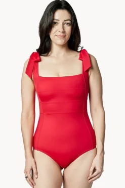One Pieces|Une Piece Classic Square Neck One Piece Red