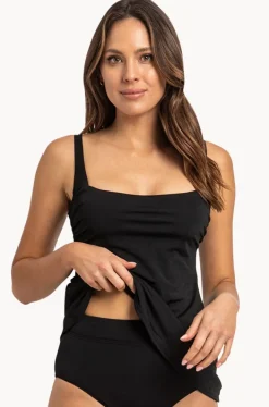 Tankini Tops|Poolproof Classics DD/E Cup Square Neck Tankini Separate BLACK