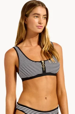Bikini Tops|Seafolly Clubhouse Zip Front Tank Top BLACK