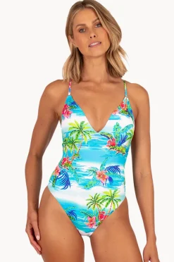One Pieces|Baku Cocos Islands Deep V One Piece WHITE