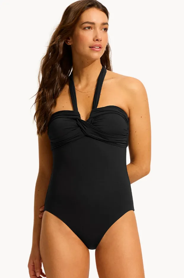 One Pieces|Seafolly Collective Halter Bandeau One Piece Black
