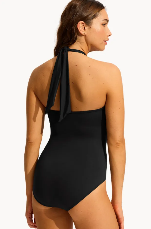 One Pieces|Seafolly Collective Halter Bandeau One Piece Black