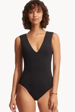 One Pieces|Seafolly Collective V Neck One Piece BLACK