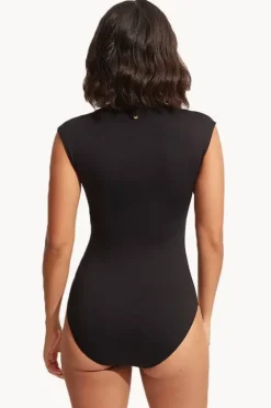 One Pieces|Seafolly Collective Zip Front One Piece BLACK