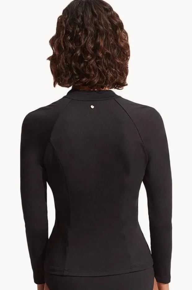 Rashies & Sunsuits|Seafolly Collective Zip Suntop BLACK