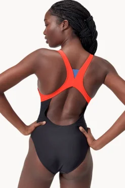 One Pieces|Speedo Colourblock Zip One Piece Black