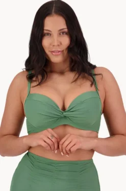 Bikini Tops|Moontide Contours E Cup Cross Front Bra Khaki