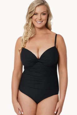 One Pieces|Moontide Contours F Cup Cross Front One Piece BLACK