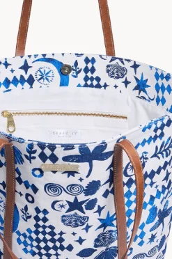 Beach Bags|Bags|Seafolly Corfu Fan Tote Bag Azure