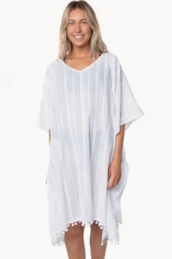 Overswim|Capriosca Cotton V Neck Kaftan WHITE