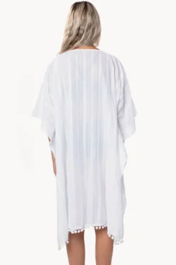 Overswim|Capriosca Cotton V Neck Kaftan WHITE