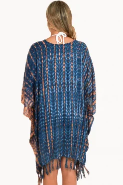 Overswim|Sundrenched Crackle Tie Dye V Neck Cover Up Navy