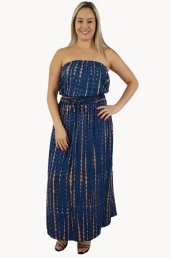 Dresses|Sundrenched Crackle Tube Dress Navy