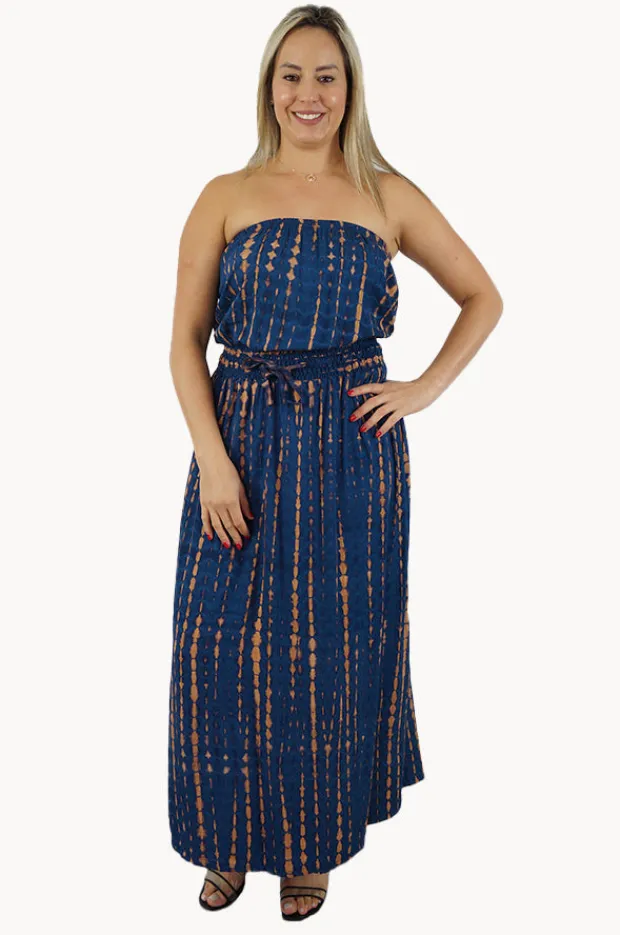 Dresses|Sundrenched Crackle Tube Dress Navy