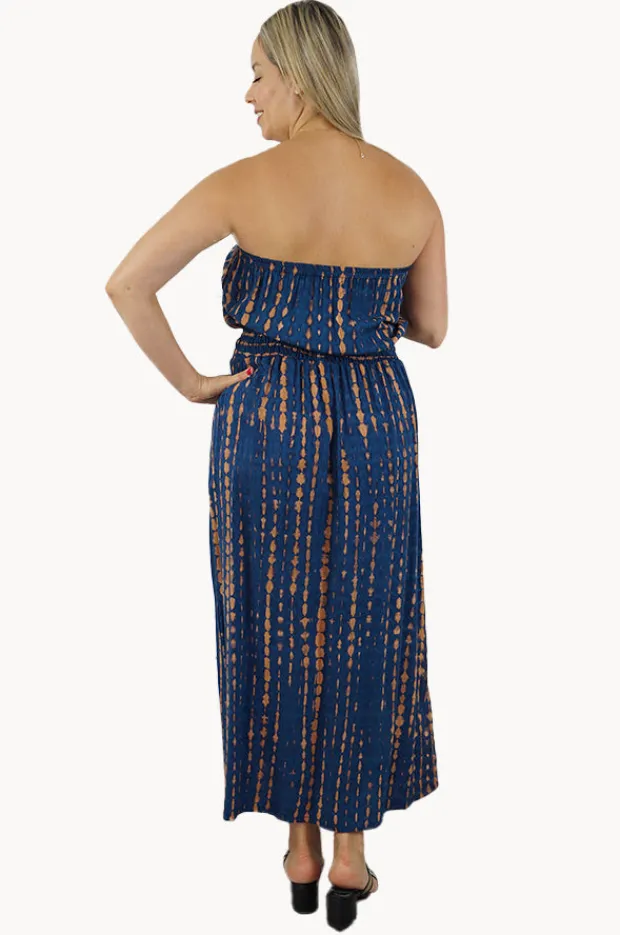 Dresses|Sundrenched Crackle Tube Dress Navy