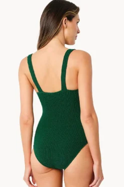 One Pieces|Une Piece Crinkle Classic Square Neck One Piece Forest