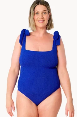 One Pieces|Une Piece Crinkle Classic Square Neck One Piece Cobalt