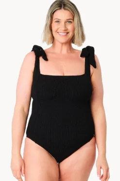 One Pieces|Une Piece Crinkle Classic Square Neck One Piece Black