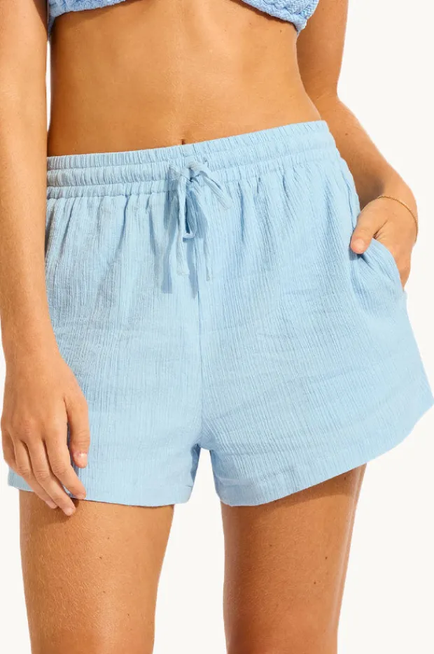 Shorts|Seafolly Crinkle Short Cornflower