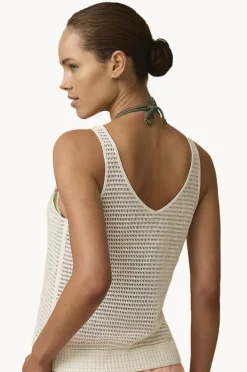 Tops|Monte u0026 Lou Crochet Singlet Natural