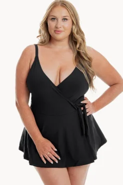 One Pieces|Togs Swimwear Cross Over Swim Dress BLACK