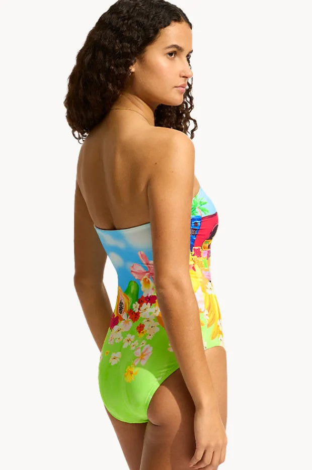 One Pieces|Seafolly Cuba Bandeau One Piece Turquoise