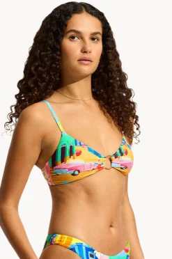 Bikini Tops|Seafolly Cuba Ring Front Bralette Turquoise