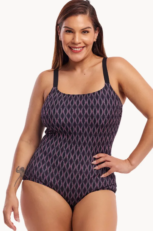 One Pieces|Funkita Curvy Queen Scoop Neck One Piece Black/pink