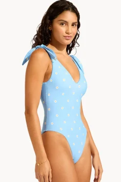 One Pieces|Seafolly Daisy Chain Deep V Neck Maillot Powder blue