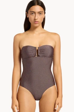 One Pieces|Jets Desert Geo Bandeau One Piece Chocolate