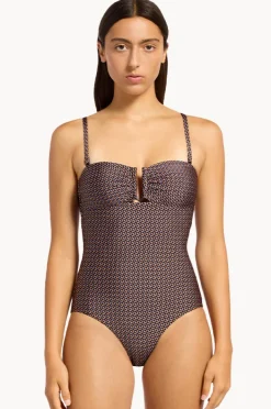 One Pieces|Jets Desert Geo Bandeau One Piece Chocolate