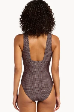 One Pieces|Jets Desert Geo Plunge One Piece Chocolate