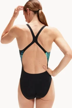 One Pieces|Speedo Digital Placement Powerback One Piece Black/green