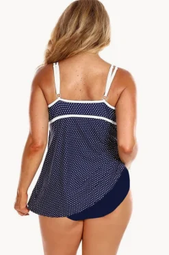 One Pieces|Capriosca Dots DD/E Cup Swim Dress One Piece Navy/White