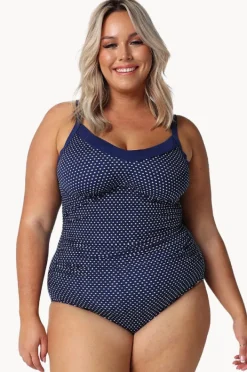 One Pieces|Capriosca Dots DD/E Cup Underwire One Piece Navy