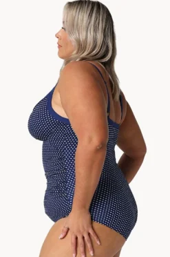 One Pieces|Capriosca Dots DD/E Cup Underwire One Piece Navy