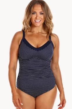 One Pieces|Capriosca Dots DD/E Cup Underwire One Piece Navy