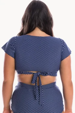 Bikini Tops|Capriosca Dots Moulded Frill Wrap Bra Navy/white