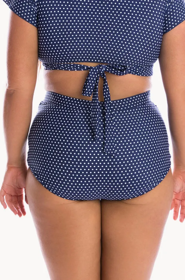 Bottoms|Capriosca Dots Ruched Skirted Pant Navy/white